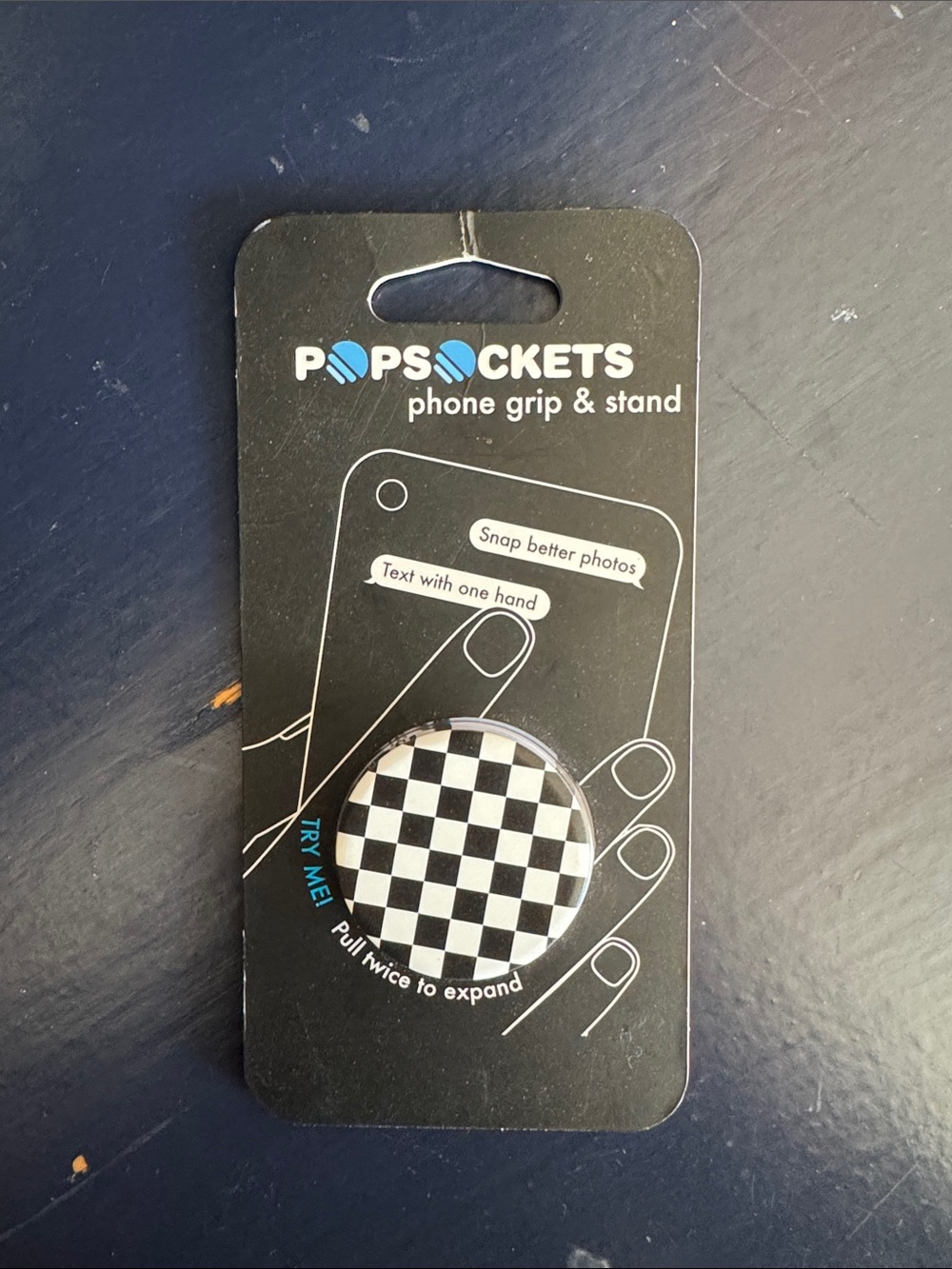 PopSocket Black & White Checkerboard PopGrip Phone Grip & Stand
